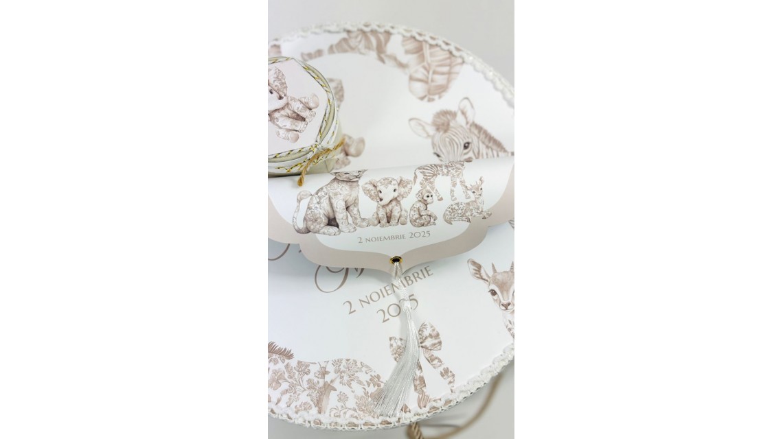 Trusou botez Dior Beige Nude Baby Safari tematică exotică și elegantă 14